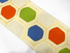 アンティーク　変わり亀甲模様織り出し袋帯（材料）